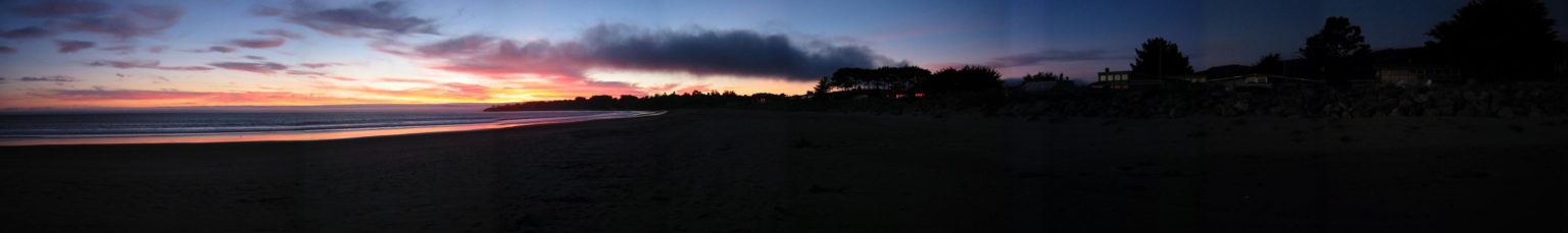 Panoramic view of the Seadrift beach at sunset